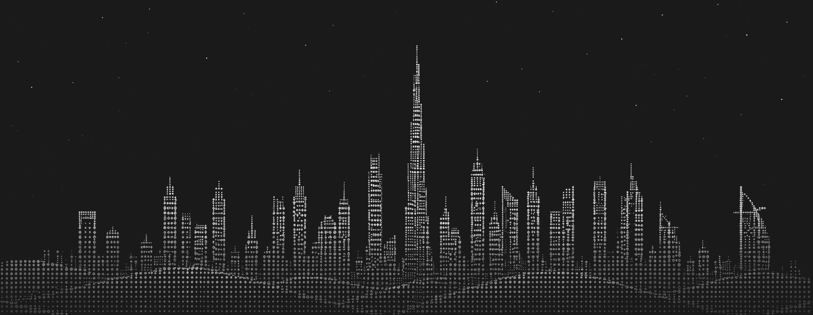 Dubai skyline at night with the Burj Khalifa